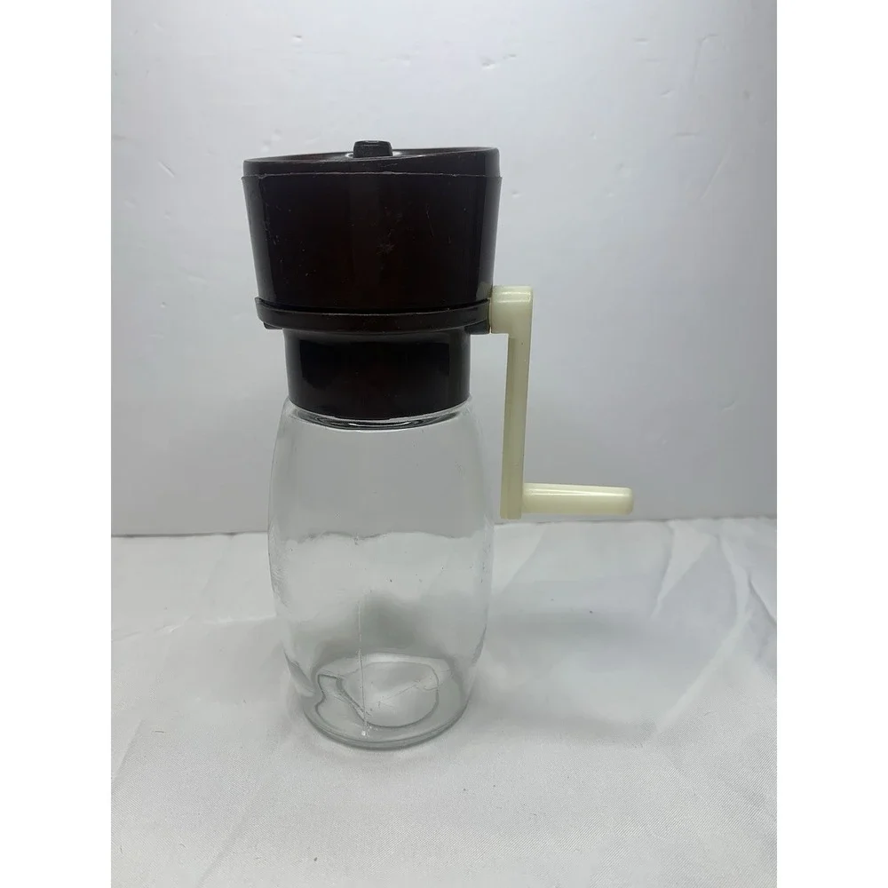 Vintage Gemco Glass Jar W/ Lid Nut/ Herb/ Spice Grinder Made In USA